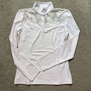 Equisite Elements Of Style Horse Riding Shirt - White Lace Long Sleeve Medium